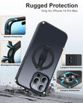 MagOne MagSafe Phone Case with Stand for iPhone 14 Pro Max (Matte Black)